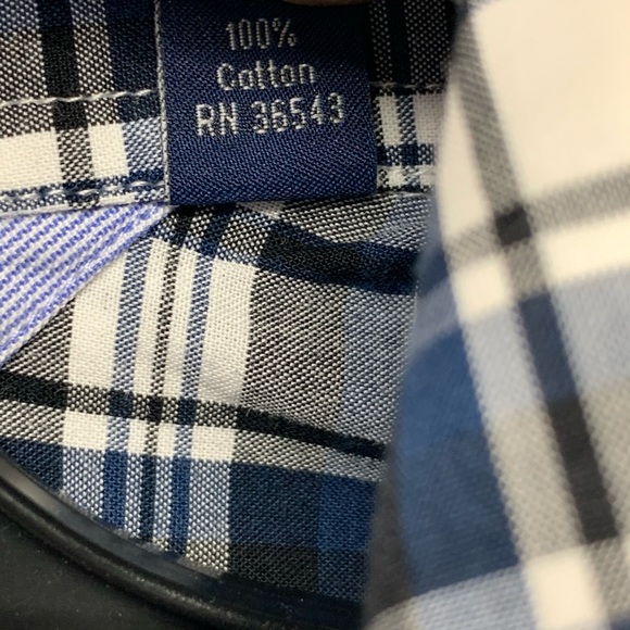 Tommy Hilfiger Blue Black White Plaid Button Down - Picture 5 of 5